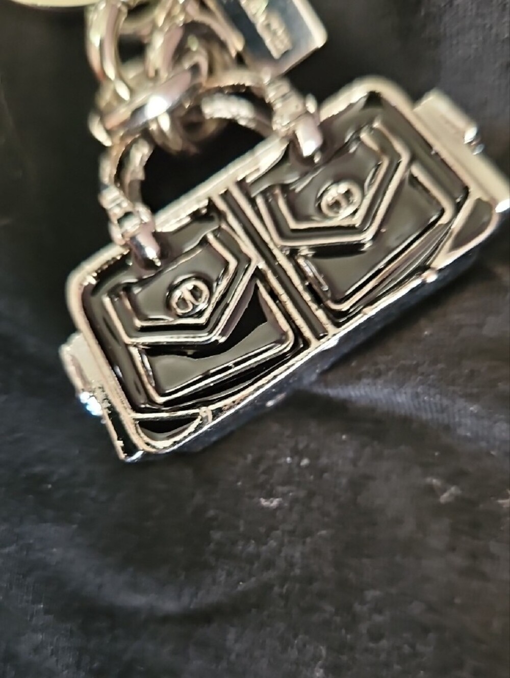 Coach Silver & Black Enamel Handbag Keychain Charm - Picture 5 of 6